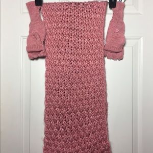 Old Navy pink infinity scarf and gloves
